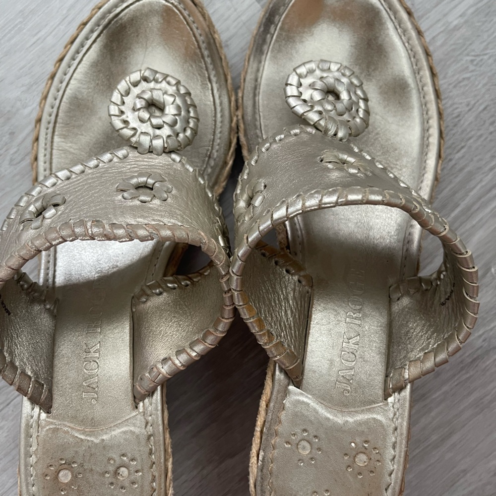 Platinum Jack Rogers Wedges